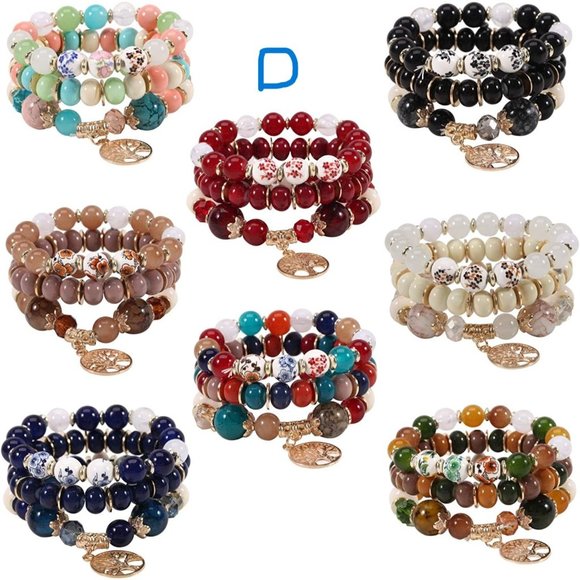 Groups of 8 Bohemian Bracelets for Women Stretch Multilayer Colorful Be… - Picture 4 of 10